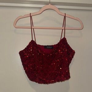 AKIRA Sparkling Red Sequin Camisole